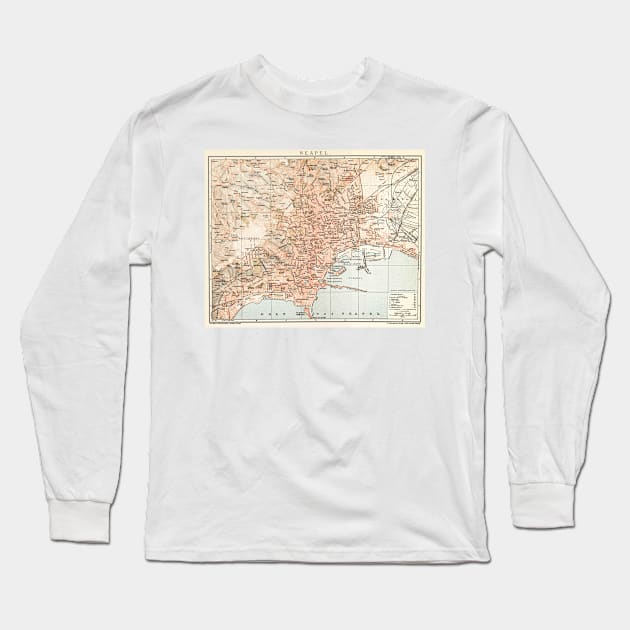 Vintage Map of Naples Italy (1897) Long Sleeve T-Shirt by Bravuramedia